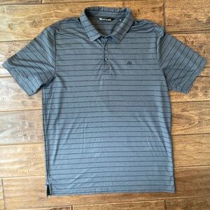 Travis Mathew Large Golf Polo Short Sleeve Pullover Gray Striped Lightweight